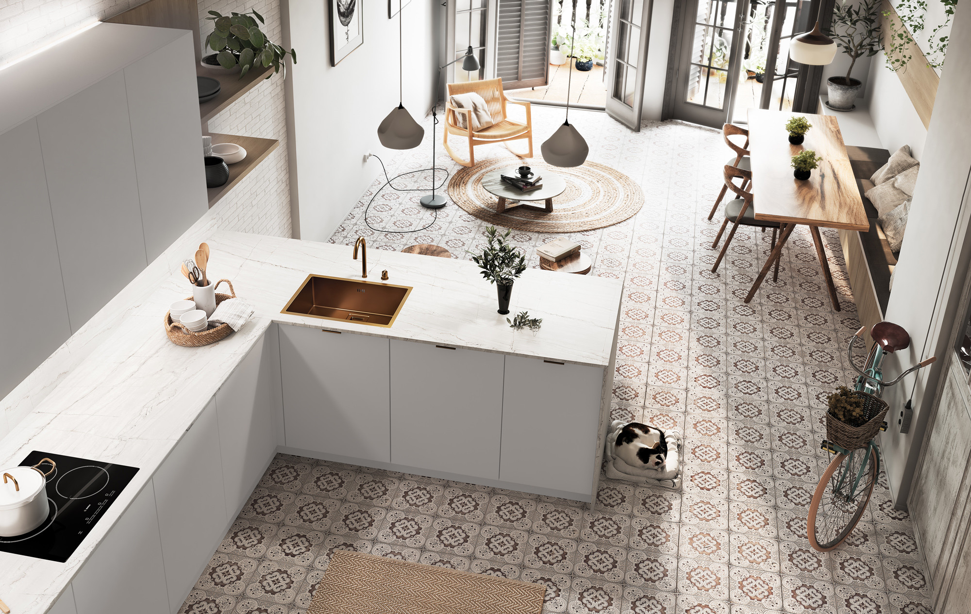 Cocina Tmatt Artico Y Roble Blanco 2