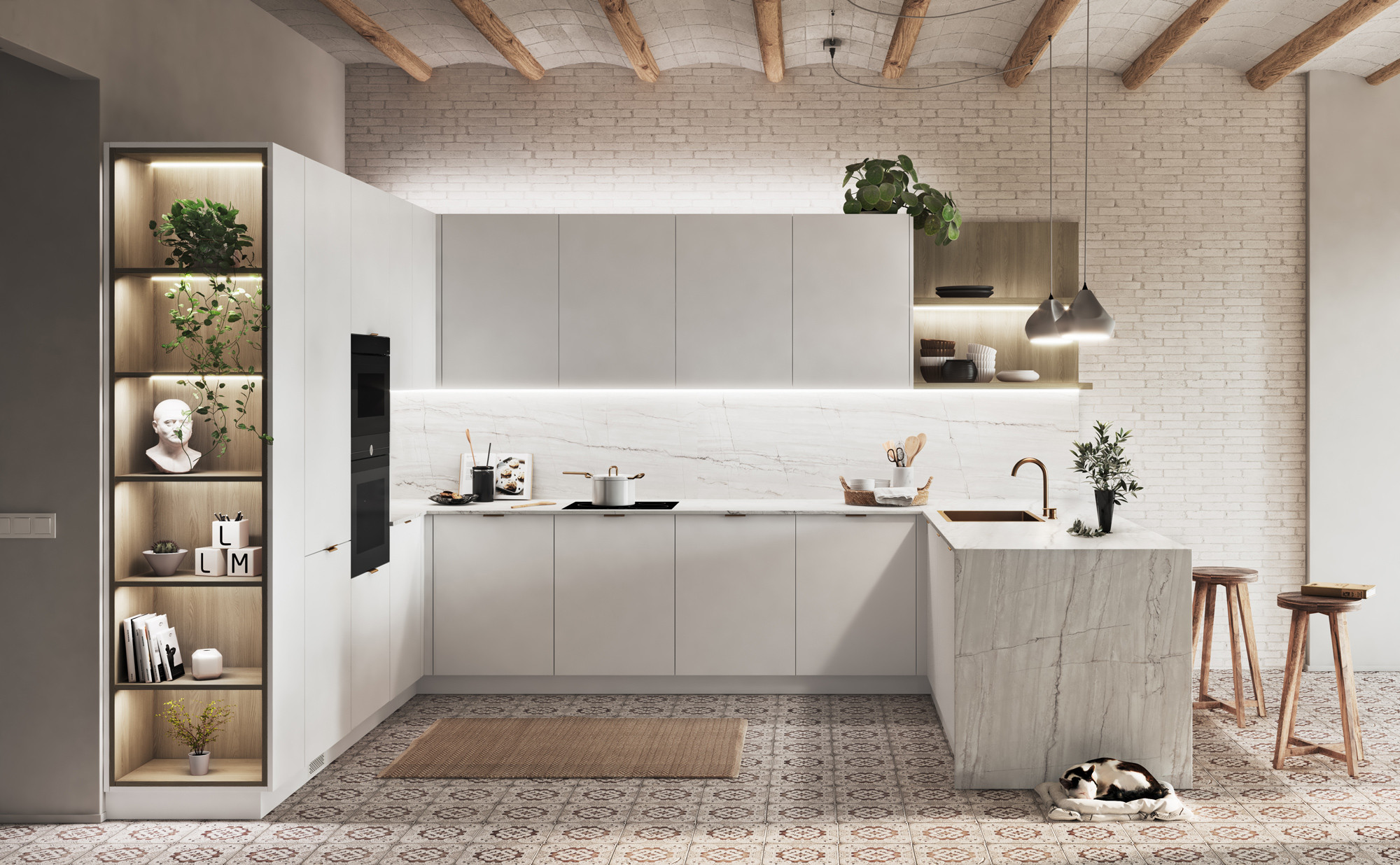 Cocina Tmatt Artico Y Roble Blanco